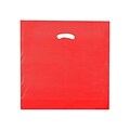 Shamrock 18 x 18 x 4 Low Density Single Layer Kidney Die-Cut Handle Bags; Red, 500/Carton