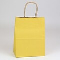 Shamrock 8 x 4 3/4 x 10 1/2 Shadow Stripe Kraft Paper Chimp Shopping Bags; Mellow Yellow, 250/CT