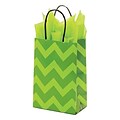 Shamrock 5 1/2 x 3 1/4 x 8 3/8 Printed Paper Toucan Shopping Bags, Bold Floral/Chevron, 100/CT