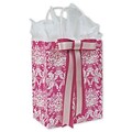 Bags & Bows® 8 1/4 x 4 3/4 x 10 1/2 Damask Shoppers; Honeysuckle; 250/Pack