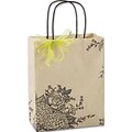 Bags & Bows® 8 1/4 x 4 3/4 x 10 1/2 Rose Hydrangea Mini Shoppers, Kraft, 25/Pack