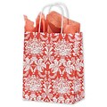 Bags & Bows® 8 1/4 x 4 3/4 x 10 1/2 Tangerine Tango Damask Cub Shoppers, Reddish Orange, 25/Pack