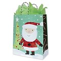 Bags & Bows® 13 x 6 x 15 3/4 Santa and Candy Canes Shoppers; 100/Pack