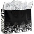 Bags & Bows® 16 x 6 x 12 1/2 Versailles Shoppers, Black/White/Gray, 100/Pack