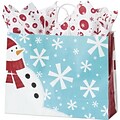 Bags & Bows® 16 x 6 x 12 1/2 Whimsy Winter Shoppers; Blue; 100/Pack