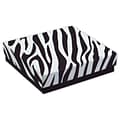 Bags & Bows® 3 1/2 x 3 1/2 x 7/8 Zebra Jewelry Boxes, Black/White, 100/Pack