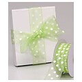 Bags & Bows® 1 1/2 x 25 yds. Sheer Dots Ribbon, White on Tea Green, RL