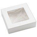Bags & Bows® 9 x 9 x 2 1/2 One-Piece Windowed Bakery Boxes, White, 200/Pack