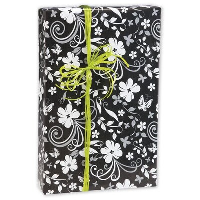 Bags & Bows® 24 x 417 Floral Gift Wrap, Black/White, RL