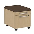 Bush Business 300 Series Mobile Pedestal with Cushion Kit, Natural Maple/Cocoa, Installed