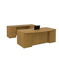 Bush Business Furniture Emerge 72W x 30D Office Desk w/ 72W Credenza and Storage, Mocha Cherry (300S022MR)