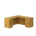 Bush Business Furniture Emerge 48W x 30D Desk w/ 2 Drawer Pedestal and 48W Hutch, Natural Maple (300S081AC)