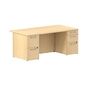 Bush Business Furniture Emerge Mobile Pedestal with Cushion Kit, Natural Maple/Morning Dew, Installed (300PM2BFACSDKFA)