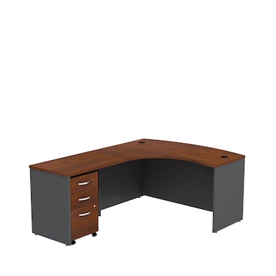 Bush Business Furniture Westfield Left Handed L Shaped Desk w/ Mobile File Cabinet, Hansen Cherry/Gr