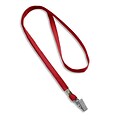 IDville® Blank Flat Woven Lanyards With Metal Bulldog Clip, Red