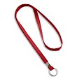 IDville 1341512RDR31 36 Blank Flat Woven Lanyards with Split Ring, Red, 25/Pack