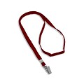 IDville 1343500RDC31 36 Blank Flat Woven Breakaway Lanyards with Bulldog Clip, Red, 25/Pack