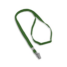 IDville 36 Blank Flat Woven Breakaway Lanyards with Bulldog Clip, Green, 25/Pack (1343500GRC31)