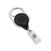 IDville Round Spring Clasp Carabiner Badge Reels, Black, 25/Pack (1347572BK31)