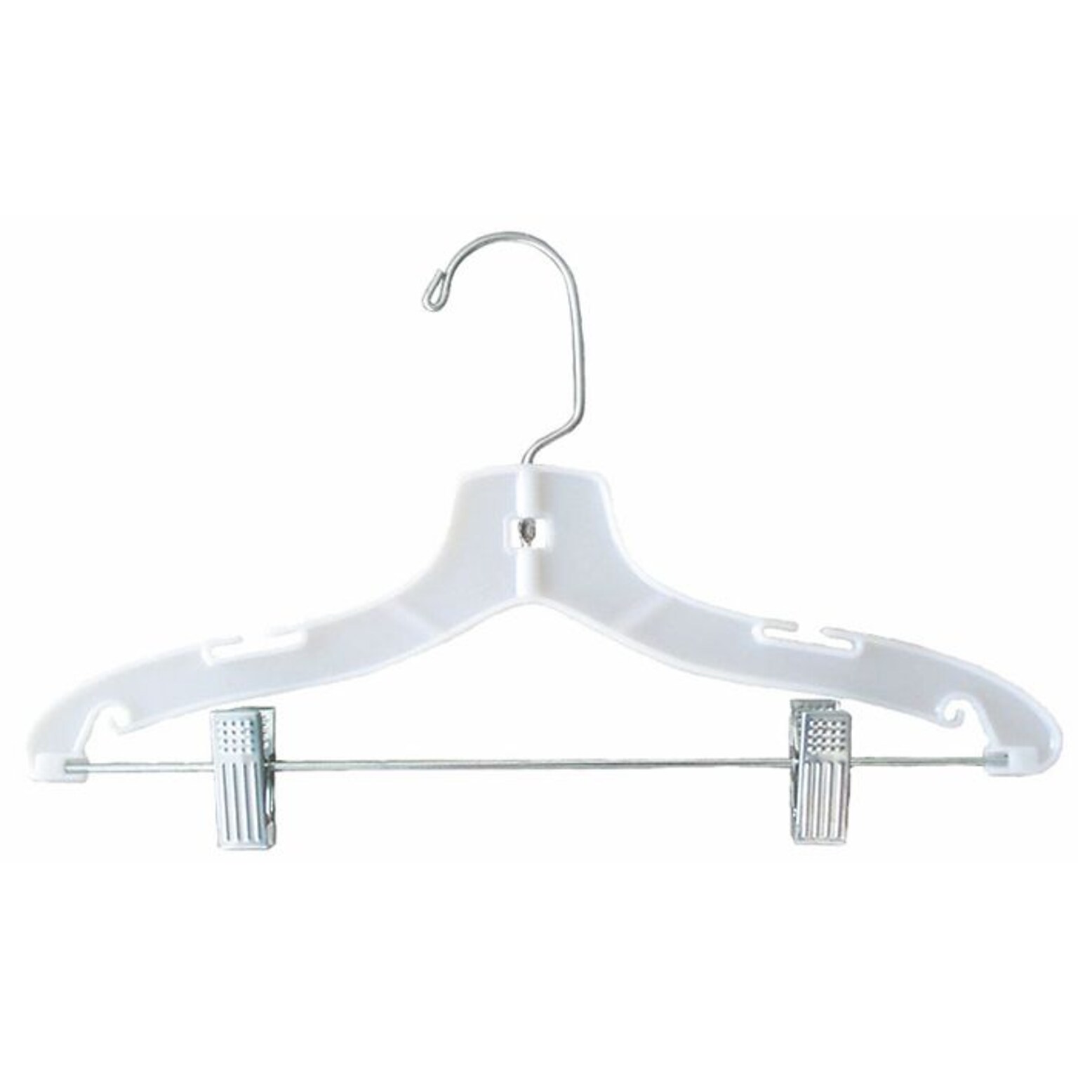 NAHANCO 14 Plastic Super Heavy Weight Suit Hanger, Chrome Hook, White, 100/Pack