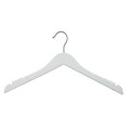 NAHANCO 12 Wood Flat Top Hanger, Brushed Chrome Hook, Low Gloss White, 100/Pack
