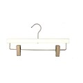 NAHANCO 12 Wood Flat Skirt/Slack Hanger, Brushed Chrome Hook, Low Gloss White, 100/Pack