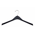 NAHANCO 17 Plastic Concave Mens Jacket Hanger, Chrome Round Hook, Black, 100/Pack