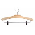 NAHANCO 16 1/2 Wood Flat Suit Hanger, Chrome Hook, Natural Lacquered, 100/Pack