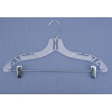 NAHANCO 17 Plastic Heavy Weight Suit Hanger With Metal Clip, Chrome Hook, Clear, 100/Pack (500RC)