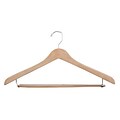 NAHANCO 17 Wood Concave Suit Hanger, Chrome Hook, Natural Waxed, 100/Pack