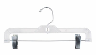 NAHANCO 12 Plastic Super Heavy Weight Skirt/Slack Hanger With Metal Clips, Clear, 100/Pack