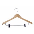 NAHANCO 17 Wood Lacquered Ladies Suit Hanger, Chrome Hook, Natural, 100/Pack