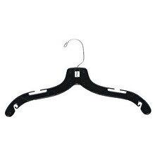 NAHANCO 17 Plastic Heavy Weight Dress Hanger, Chrome Hook, Shiny Black, 100/Pack