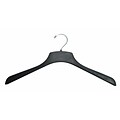 NAHANCO 18 Plastic Flat Active Sports Hanger, Chrome Hook, Black, 100/Pack