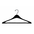 NAHANCO 17 Plastic Concave Suit Hanger With Square Hook, Black, 100/Pack