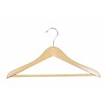 NAHANCO 17 Wood Flat Suit Hanger, Chrome Hook, Natural, 100/Pack