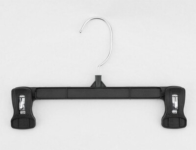 NAHANCO 10 Plastic Pinch Grip Skirt/Slack Hanger, Swivel Hook, Black, 200/Pack (6010B)