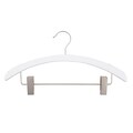 NAHANCO 16 Wood Retro Suit Hanger, Low Gloss White, 100/Pack