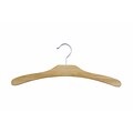 NAHANCO 16 1/2 Flat Wood Dress Hanger, Chrome Ball End Hook, Natural Lacquered, 100/Pack