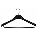 NAHANCO 18 Plastic Concave Wide Shouldered Suit Hanger, Chrome Hook, Black, 50/Pack