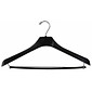 NAHANCO 18" Plastic Concave Wide Shouldered Suit Hanger, Chrome Hook, Black, 50/Pack