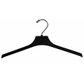 NAHANCO 15 Plastic Concave Jacket Hanger, Chrome Hook, Black, 100/Pack