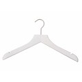 NAHANCO 17 Wood Concave Wood Jacket Hanger, Brushed Chrome Hook, Low Gloss Whitewash, 24/Pack