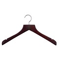NAHANCO 17 Wood Concave Jacket Hanger, Brushed Chrome Hook, Low Gloss Mahogany, 24/Pack