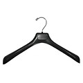 NAHANCO 19 Plastic Concave Wide Shouldered Jacket Hanger, Chrome Hook, Black, 50/Pack