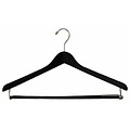 NAHANCO 17 Wood Extra Thick Concave Suit Hanger, Chrome Hook, Black, 40/Pack