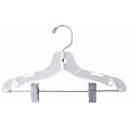 NAHANCO 12 Plastic Hi-Impact Super Heavy Weight Suit Hanger, Chrome Hook, White, 100/Pack