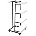 NAHANCO Designer 410 Square Tubing Garment Rack With 4 - 24 Shelves and T-Stand; Black/Almond