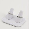 NAHANCO 3 x 2 x 2 1/4 Leatherette Double Finger Ring Display, White