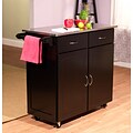 TMS Large Kitchen Cart With Stainless Steel Top; Black